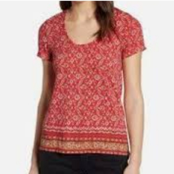 LUCKY BRAND Shortsleeve Red White Shirt Size Small - Picture 5 of 5